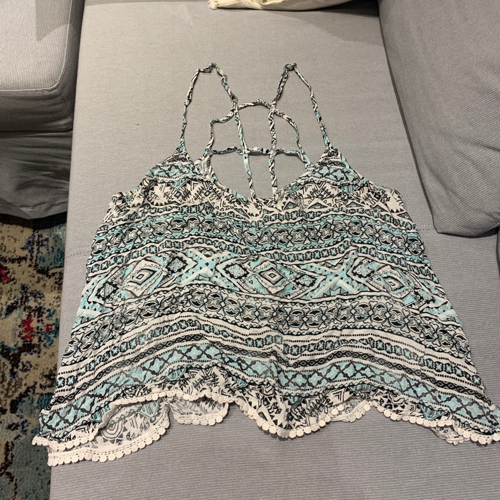 Blue and white Aztec tank